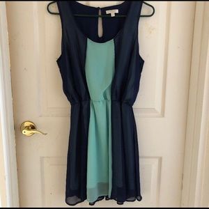 Charming Charlie navy color block stripe dress